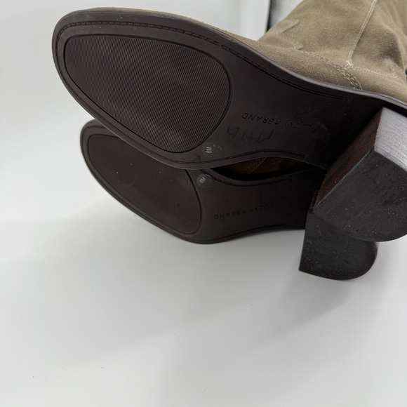 Lucky Brand Jolna Olive Green Suede Tall Western Block Heel Boots Womens 6M - Picture 6 of 9